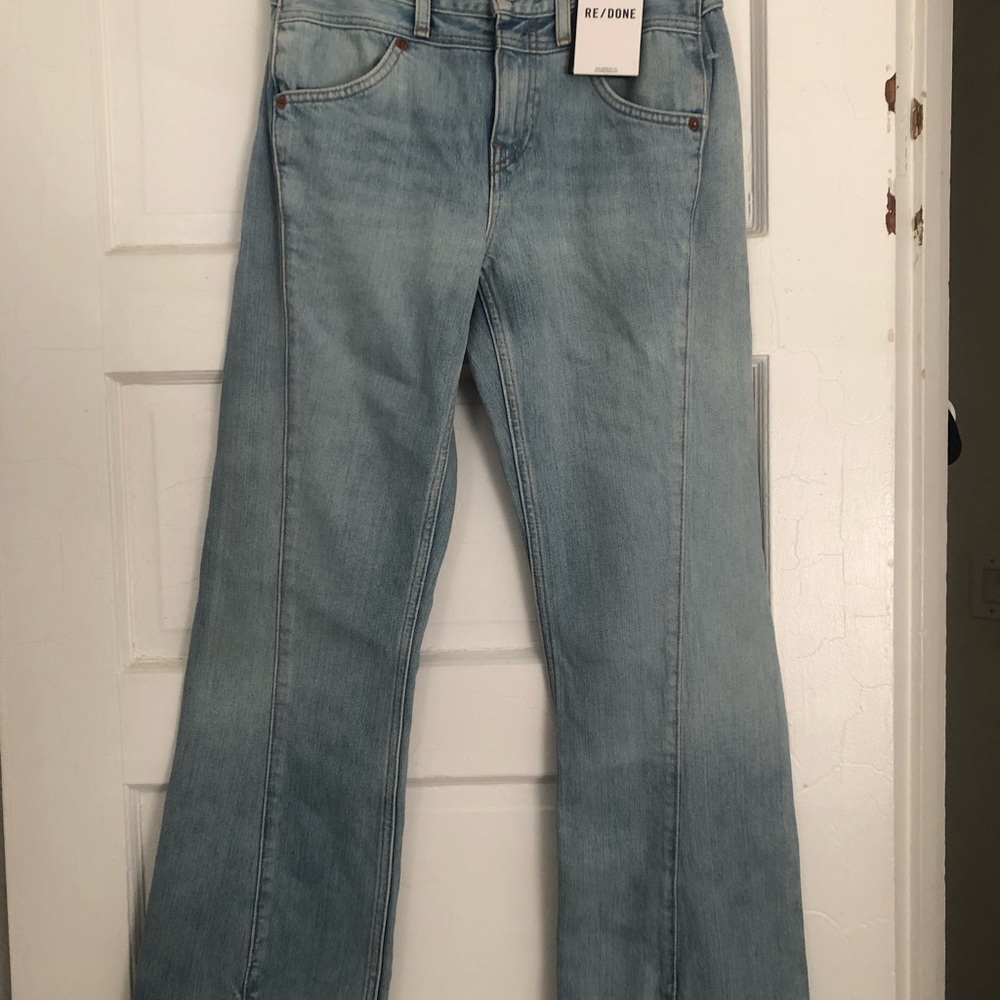 NWT Re/Done mid-Rise Cropped Kick Flare Jeans marea US retail $295 / size 24